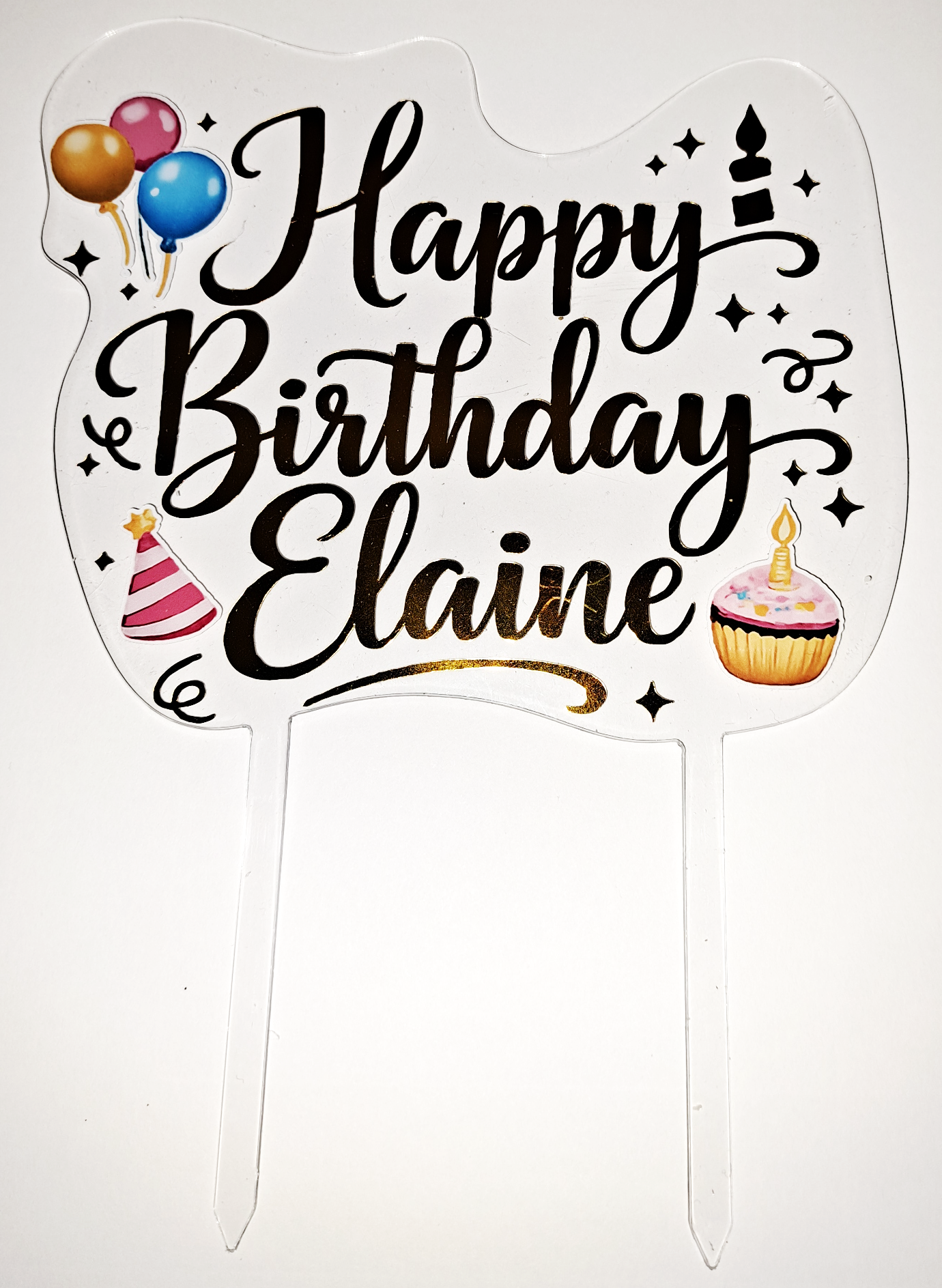 Custom Name Acrylic Cake Topper – Gold Metallic Finish
