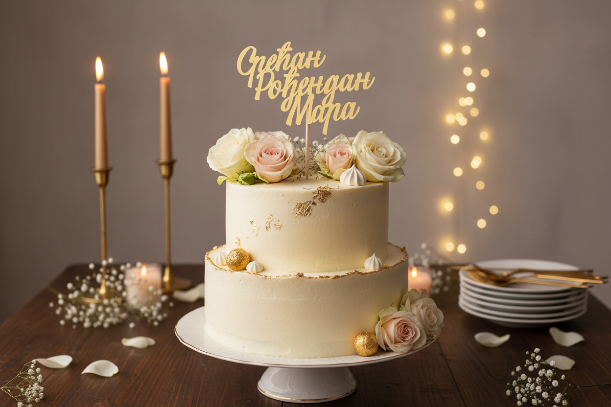 Personalized Happy Birthday Cake Topper on celebration cake